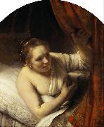 REMBRANDT Harmenszoon van Rijn A young Woman in Bed 9mk33) oil painting artist